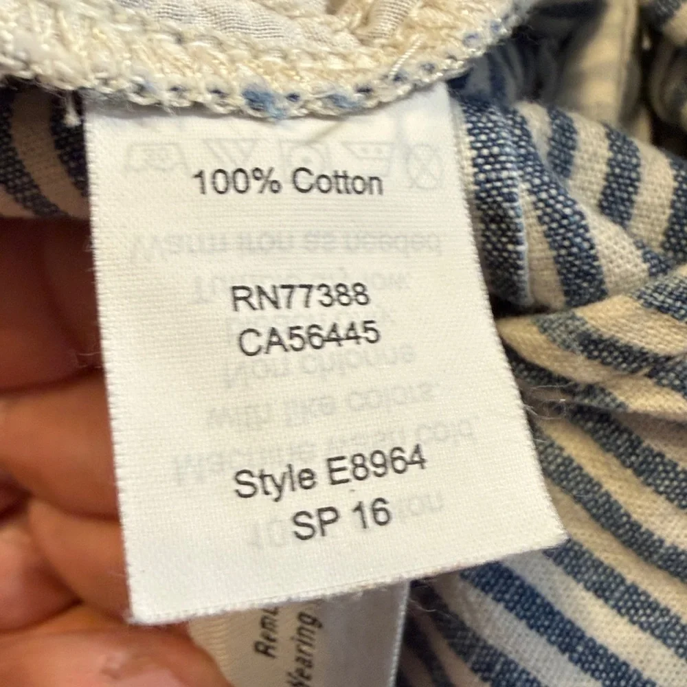 Madewell Blue White Striped Wide Leg Jumpsuit Size 00 Back‎ Zip Closure Pockets